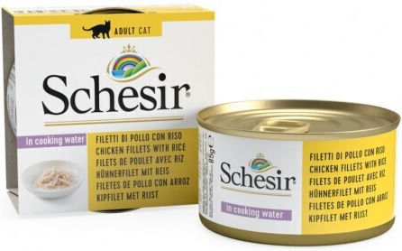Schesir Nature for Cat Wet Food for Adult Cats in Cans with Chicken and Rice Gluten-Free 85gr