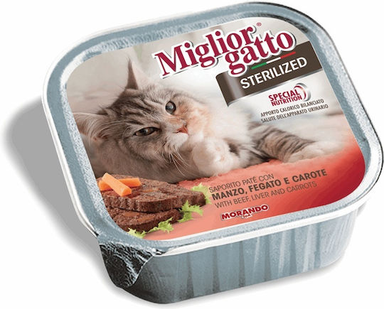 Morando Migliorgatto Sterilized Wet Food for Adult Cats in Trays with Beef and Liver 100gr