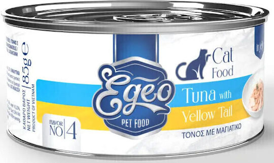 Egeo Pet Food Υγρή Τροφή για Ενήλικες Γάτες σε Κονσέρβα με Τόνο χωρίς Σιτηρά 85gr