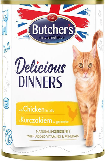 Butcher's Pet Care Delicious Dinners Wet Food for Adult Cats in Pouches with Chicken Gluten-Free 400gr