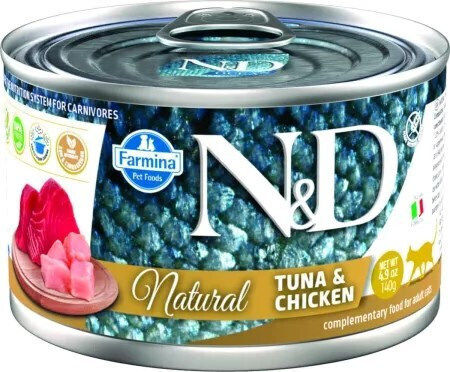 Farmina N&D Natural Wet Food for Adult Cats in Cans with Chicken and Tuna Gluten-Free 140gr