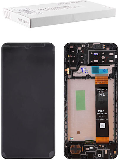 Samsung Οθόνη mit Touch-Mechanismus und Rahmen für Samsung Galaxy A13 4G SM-A135 (Bildschirm-Flexkabel-Version SM-M236) (Schwarz)