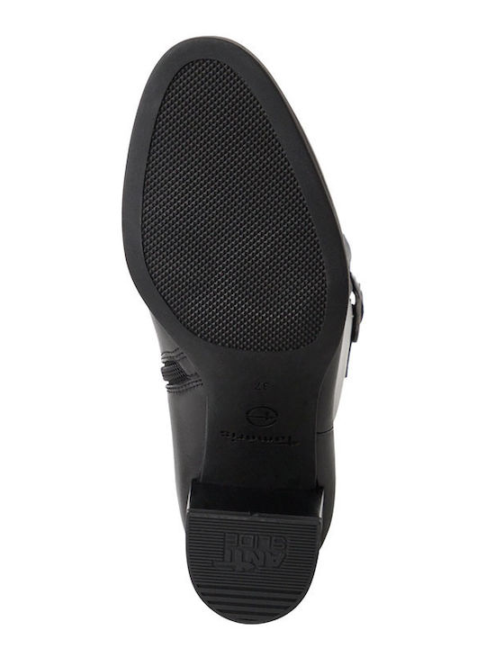 Leather Medium Heel Women's Boots with Zipper Black