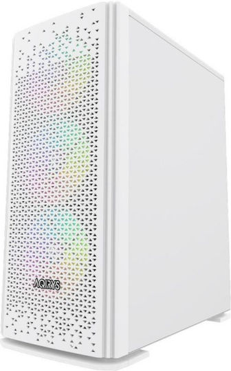 Aqirys Gacrux Gaming Midi Tower Κουτί Υπολογιστή με Πλαϊνό Παράθυρο και RGB Φωτισμό Λευκό