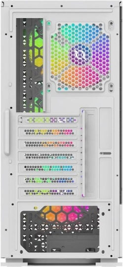 Aqirys Gacrux Gaming Midi Tower Κουτί Υπολογιστή με Πλαϊνό Παράθυρο και RGB Φωτισμό Λευκό