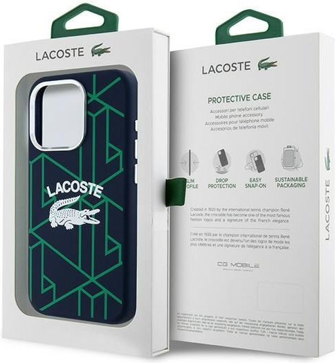 Lacoste Silicone Monogram Vintage Logo Magsafe Back Cover Plastic / Silicone Blue (iPhone 15 Pro Max)