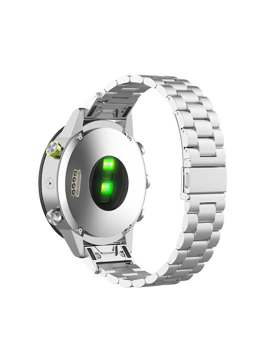 Techsuit W010 Strap Stainless Steel Silver (Garmin Fenix 3/3 HR/5X/5X Plus/6X/6X Pro/7X/7X Pro Solar)