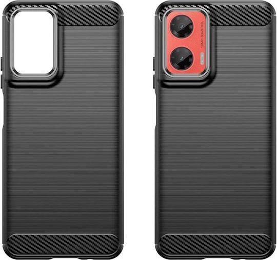 Techsuit Carbon Umschlag Rückseite Silikon Schwarz (Motorola Moto G75)