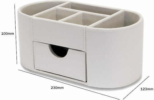 Leather Desk Organizer in White Color