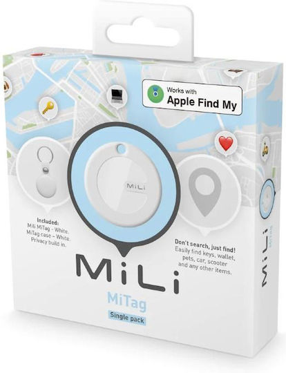 MiLi MiTag with Leather Case Apple Find My Λευκό