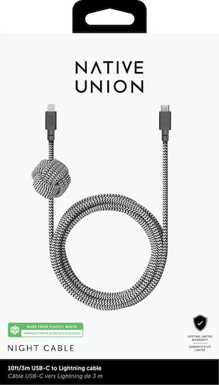 Native Union USB-C to Lightning Cable Μαύρο 3m