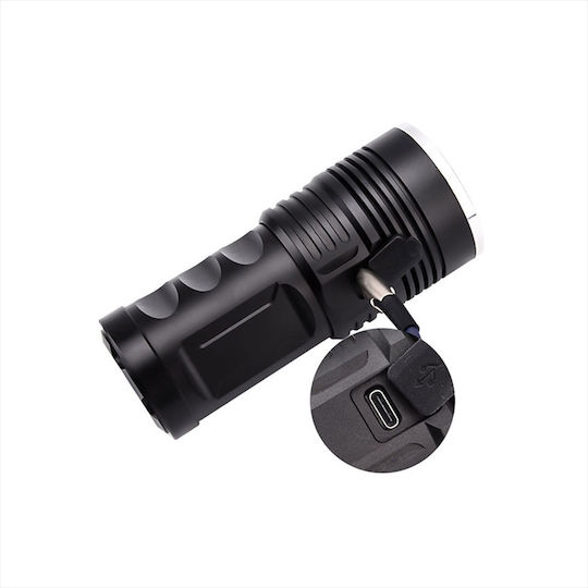 Rechargeable Flashlight LED Waterproof IP65 with Maximum Brightness 5lm Black