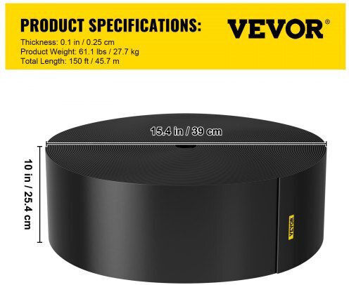 Vevor Πλαστική Μπορντούρα Κήπου σε Μαύρο Χρώμα x 1.5m