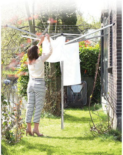 Brabantia Topspinner Folding Floor Clothes Drying Rack for Garden Stainless Steel with Hanging Length 50m