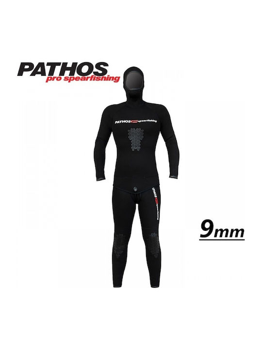 Pathos Onyx Διαιρούμενη Στολή Κατάδυσης Ξυρισμένη για Ψαροντούφεκο Μαύρη 9mm