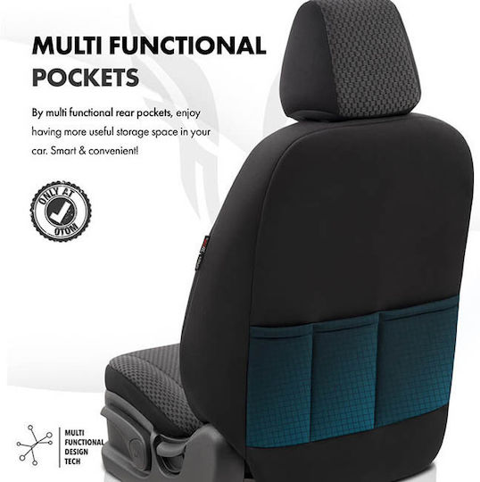 Auto Gs Vordersitzbezüge 11Stück Baumwolle Design Schwarz