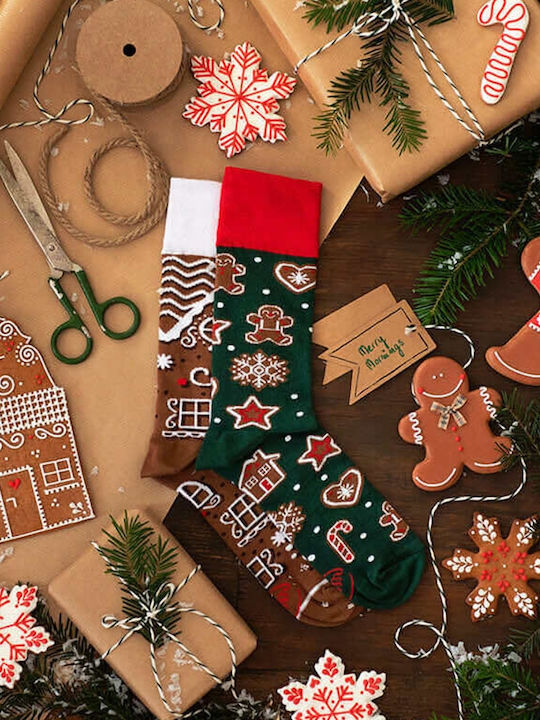 Many Mornings The Gingerbread Man Χριστουγεννιάτικες Κάλτσες Πολύχρωμες