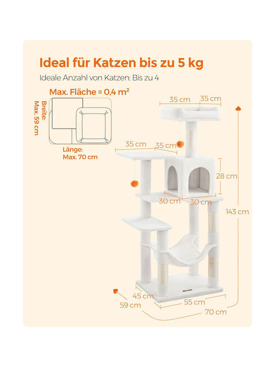 Feandrea Kratzbaum Katzenbäume Beige 55x45x143cm