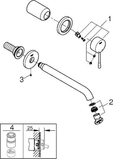 Grohe за Лавабо 2 изхода Inox Сребрист