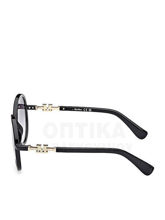 Max Mara Women's Sunglasses with Black Plastic Frame and Gray Gradient Lens MM 0065 01B