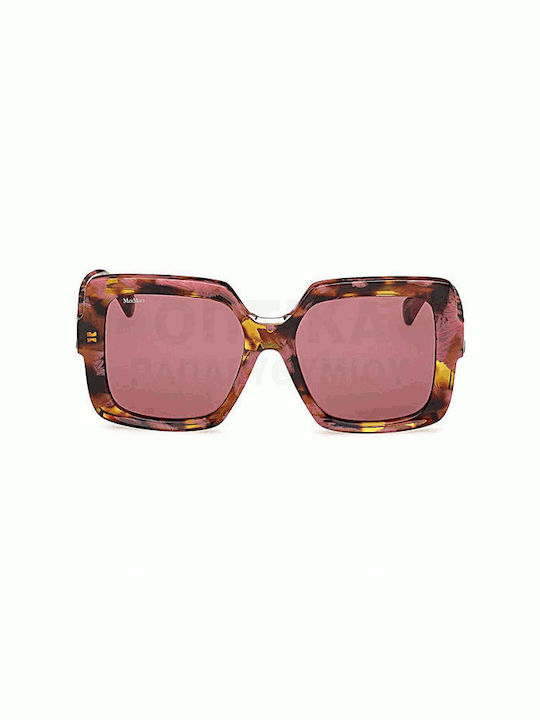 Max Mara Women's Sunglasses with Brown Tartaruga Plastic Frame and Pink Lens MM 0088 55S