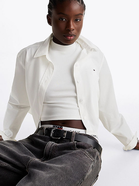 Women's Denim Long Sleeve Shirt White