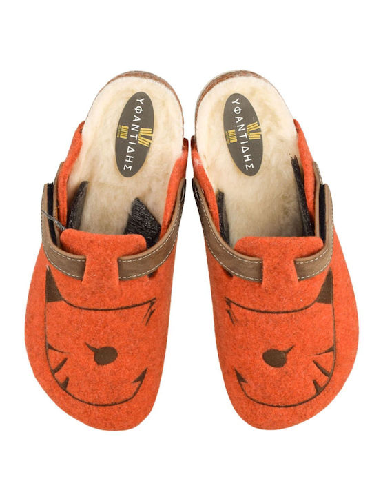 Yfantidis Winter Women's Slippers in Orange color