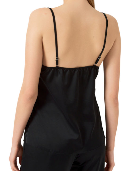 Bluză damă din satin Minerva Top Negru 90-53077-45