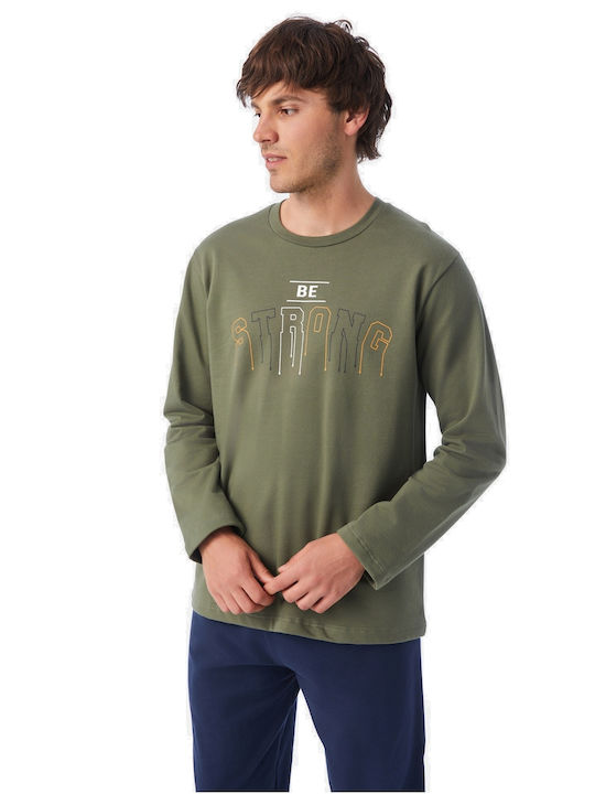 Men's Pyjamas Minerva Sweatshirt Be Strong 90-71133-260 Khaki 5207395031342