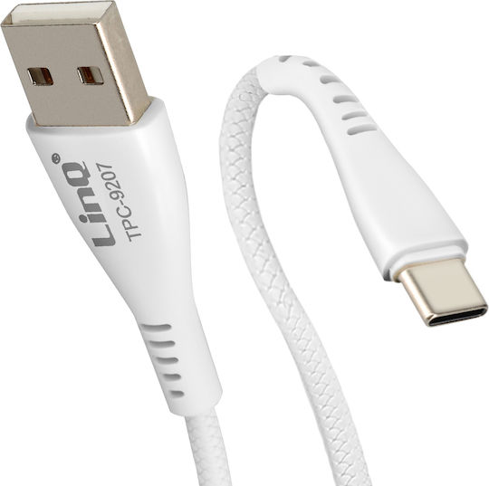 Linq USB auf USB-C 15W Ladeübertragung Geflochtenes Nylon 1m Weiß