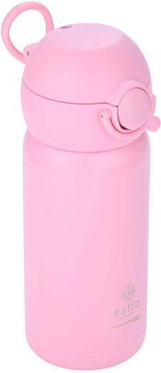 Estia Wonder Bottle Save the Aegean Kids Water Bottle Thermos Stainless Steel with Straw Non Spill Candy Pink 350ml