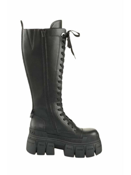 Leder Damenstiefel Schwarz