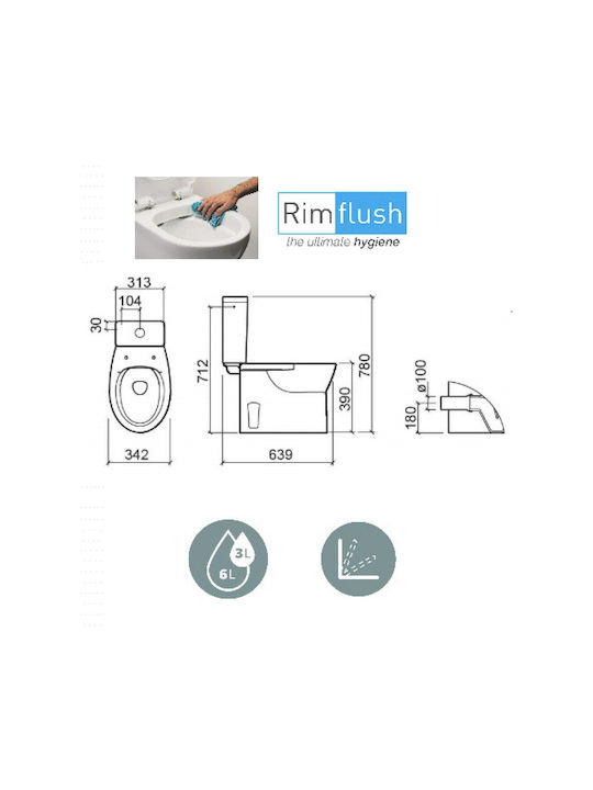 Sanindusa Easy Rimless με Καζανάκι με Κάλυμμα Soft Close