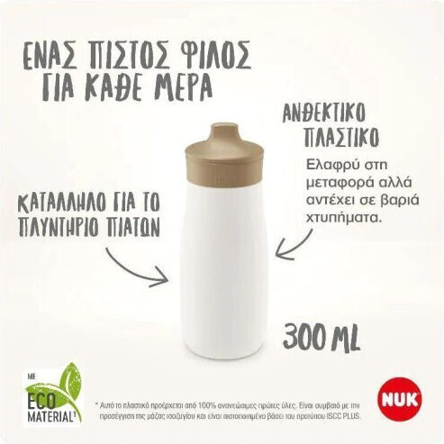 Nuk Minime Sip Kids Water Bottle Plastic with Pop-Up Cap Non Spill Green 300ml