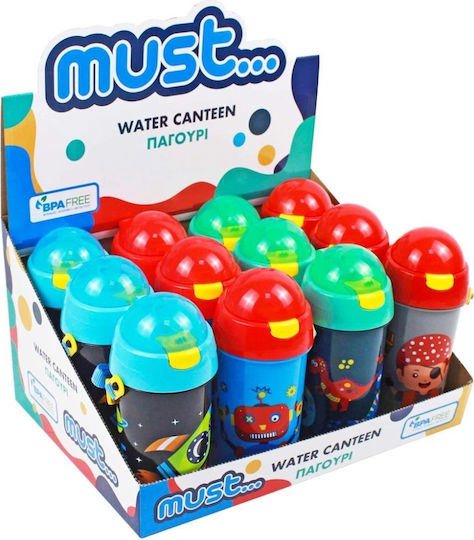 Must Team Детско Бутилка За Вода Пирати Пластмасов с Сламка Пирати 500ml