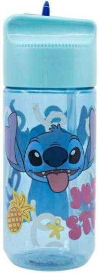 Stor Kids Water Bottle Lilo & Stitch Plastic with Straw Blue 430ml