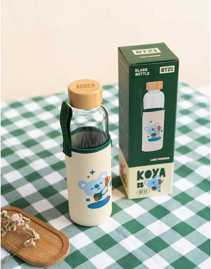 Line Friends Kids Water Bottle Glass Beige 500ml