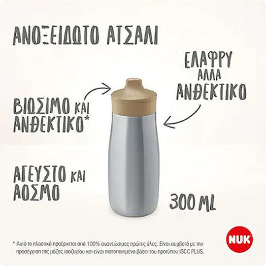 Nuk Minime Sip Неръждаема Стомана Детска Бутилка За Вода С Изскачаща Капачка Non Spill Лилава 300ml