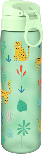 Ion8 Slim Plastic Kids Water Bottle Butterflies with Straw Non Spill Green 500ml