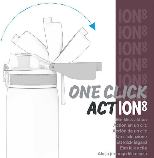 Ion8 Slim Plastic Kids Water Bottle Butterflies with Straw Non Spill Green 500ml