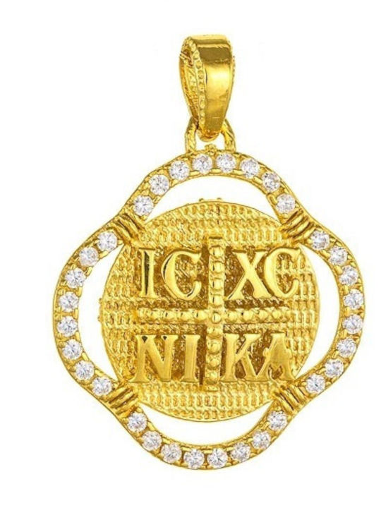 Ioannis Kosmima Pendant Kids Talisman Double Sided Konstantinato made of Gold 14K AFK-23136Y