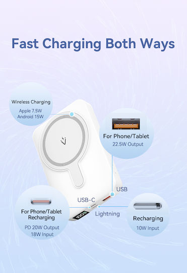 Vention FHTW0 MagSafe Power Bank 10000mAh 22.5W με Θύρα USB-A και Θύρα USB-C Power Delivery Λευκό
