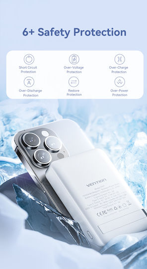 Vention FHTB0 MagSafe Power Bank 10000mAh 22.5W με Θύρα USB-A και Θύρα USB-C Power Delivery Μαύρο