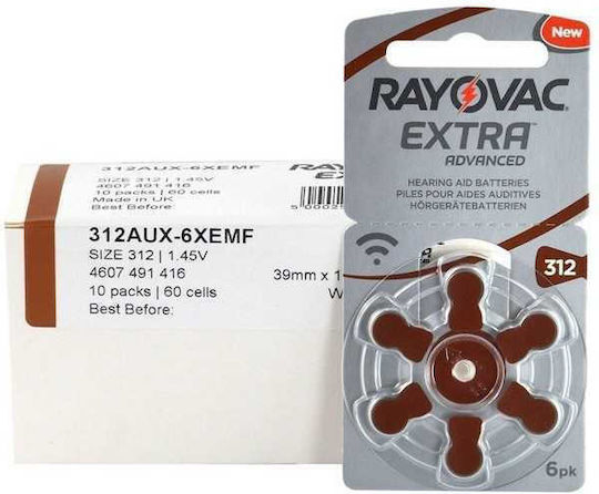 Rayovac Extra Advanced Батерии За Слухови Апарати 312 1.45V 60бр