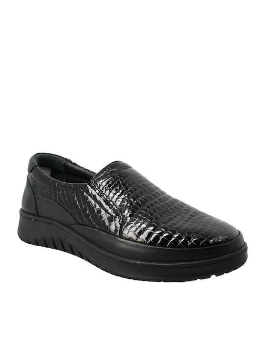 Leather Women's Moccasins in Black Color