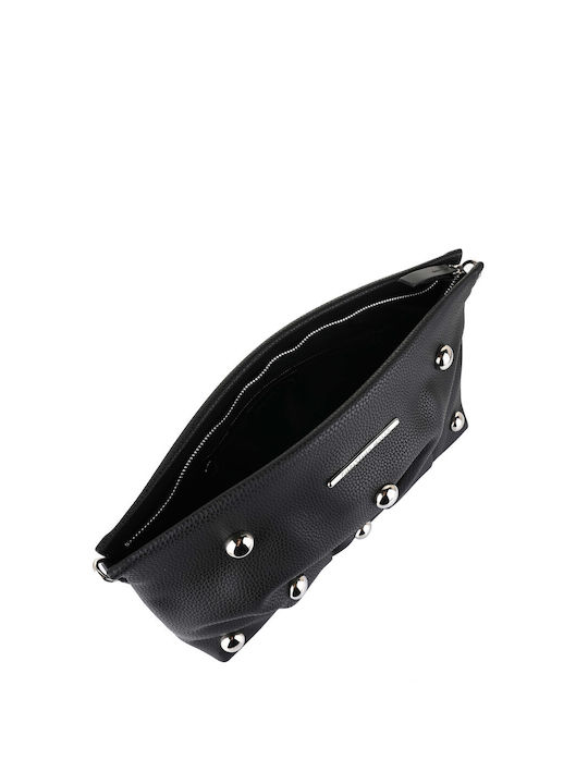 Fluffy With Studs Γυναικεία Τσάντα Χιαστί Μαύρη