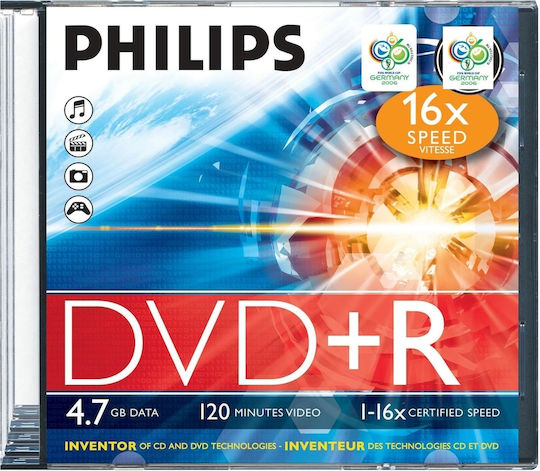 Philips Inscripționabile DVD+R 4.7GB Cutie pentru prăjituri 10buc