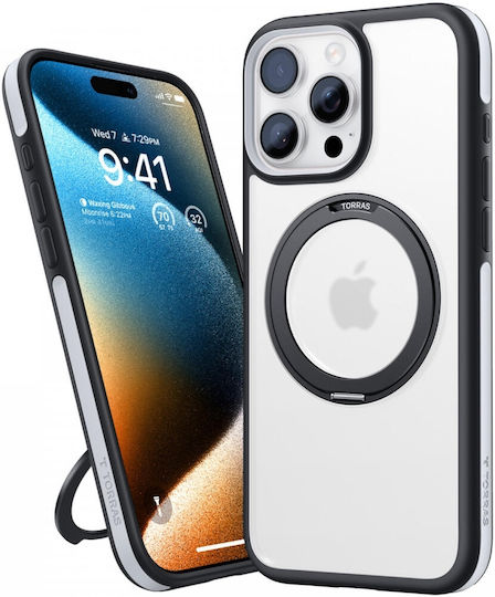 Torras Ostand R Fusion 360 Vollschutz Silikon 0.33mm Schwarz (iPhone 17 Pro Max / iPhone 17 Pro / iPhone 16 Pro Max)