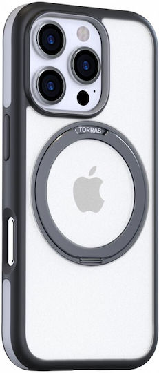 Torras Ostand R Fusion 360 Vollschutz Silikon 0.33mm Schwarz (iPhone 17 Pro Max / iPhone 17 Pro / iPhone 16 Pro Max)