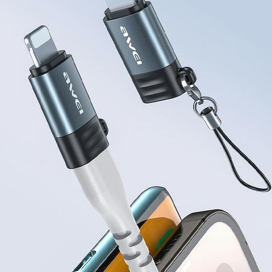 Motorola Μετατροπέας USB-C female σε Lightning male Γκρι 1τμχ